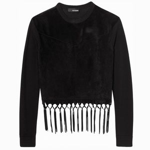 the Kooples Suede Leather Wool Fringe Top